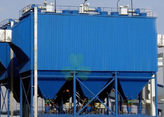 चीन 128 टुकड़ा फ़िल्टर बैग के साथ ब्लू क्षैतिज Baghouse धूल कलेक्टर सिस्टम आपूर्तिकर्ता